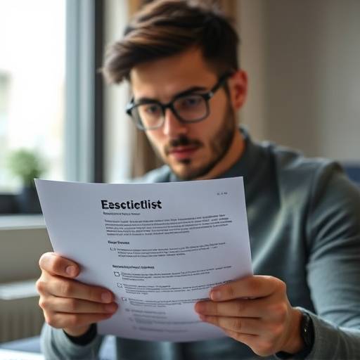 Afbeelding van een persoon die een checklist bekijkt tijdens een interview