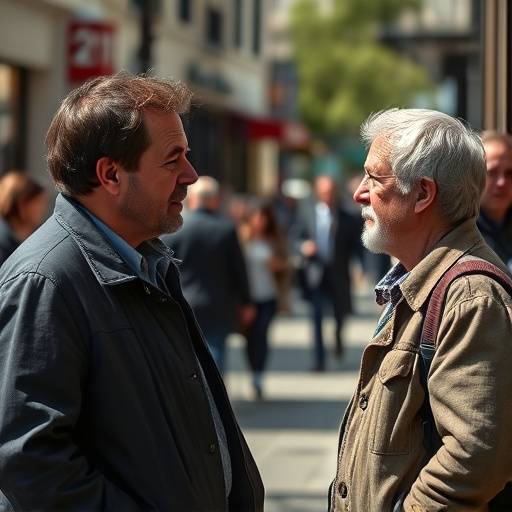 Afbeelding van twee mensen die een gesprek voeren