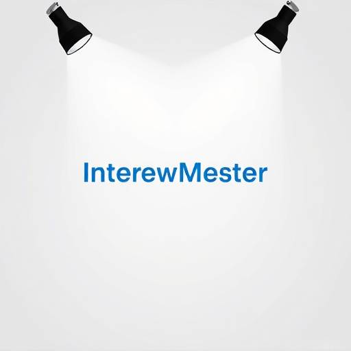 Logo van InterviewMeester, een blauwe afbeelding met de tekst 'InterviewMeester'